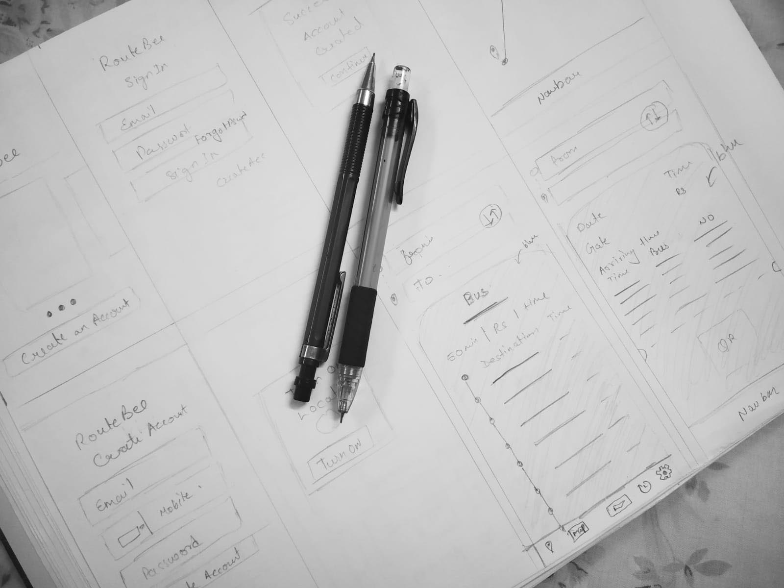 pen and paper wireframe